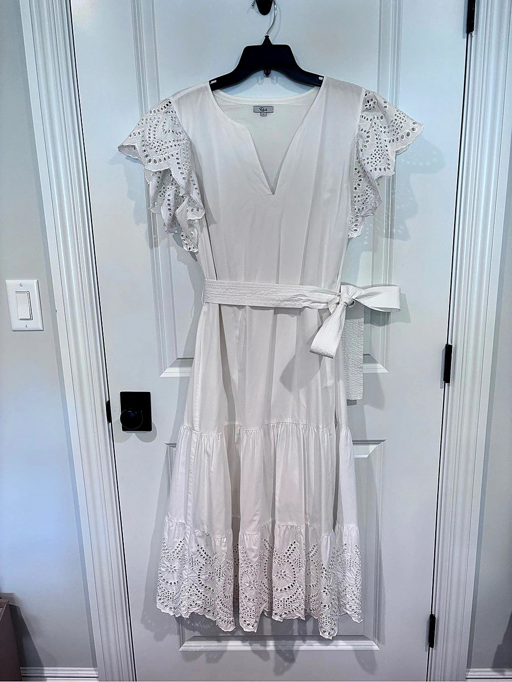 Rails Gia Dress Lace Trim Midi Dress in White Size Large